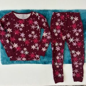 Carter's Burgundy Snowflake Pajama Set Size 6 Girls